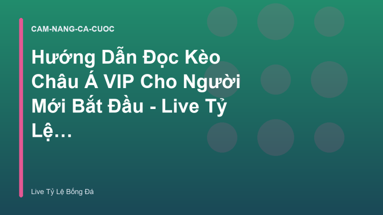 Hướng Dẫn Đọc Kèo Châu Á VIP Cho Người Mới Bắt Đầu - Live Tỷ Lệ Bóng Đá